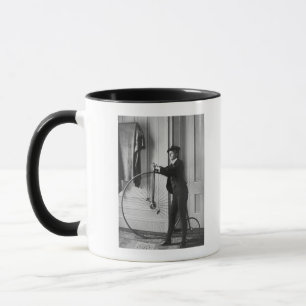 Woman Dressed as Man with Bicycle Mug