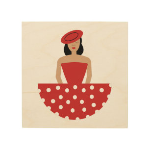 Woman dressed in a flamenco suit wood wall art