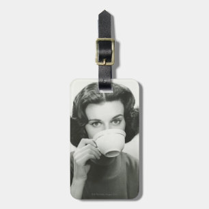 Woman Drinking Luggage Tag