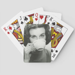 Woman Drinking Poker Cards