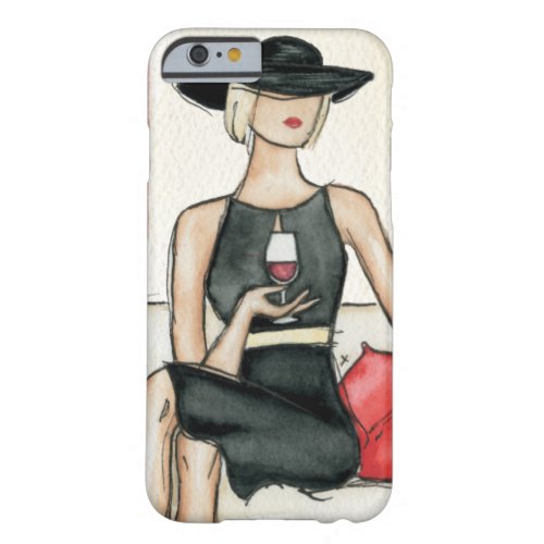 Woman Drinking Red Wine Barely There iPhone 6 Case