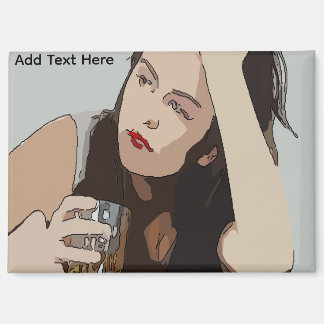Woman Drinking Whisky Magnet