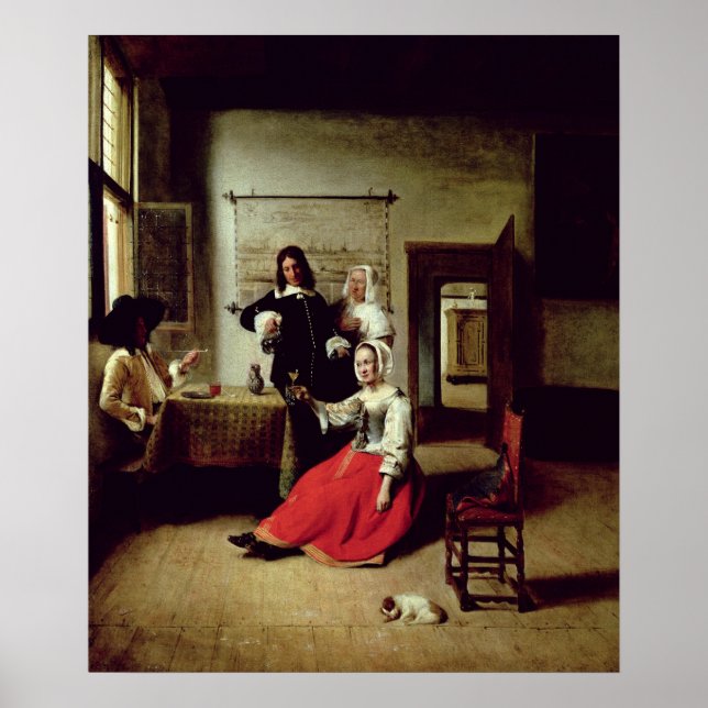 Woman drinking with soldiers, 1658 poster (Front)