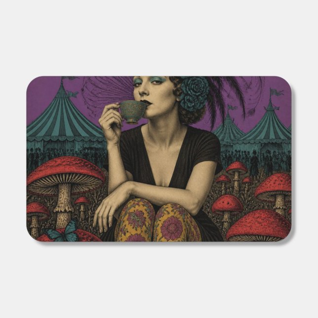 Woman Drinks Tea at the Circus Matchboxes (Front)