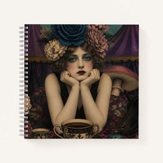 Woman Drinks Tea at the Circus With Black Goat Notebook (Front)