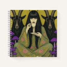 Woman Drinks Tea With Two Black Goats