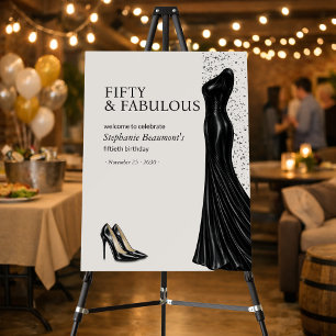 Woman Elegant Fabulous Black Dress 50th Birthday Foam Board