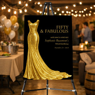 Woman Elegant Fabulous Golden Dress 50th Birthday Foam Board