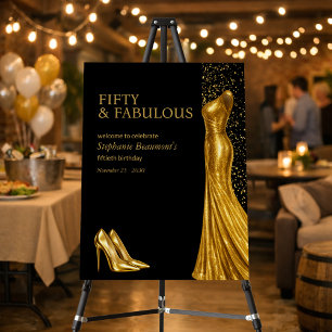 Woman Elegant Fabulous Golden Dress 50th Birthday Foam Board