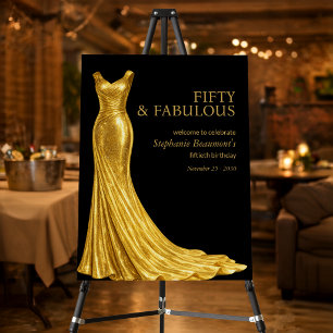 Woman Elegant Fabulous Golden Dress 50th Birthday Foam Board