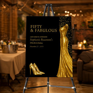 Woman Elegant Fabulous Golden Dress 50th Birthday Foam Board