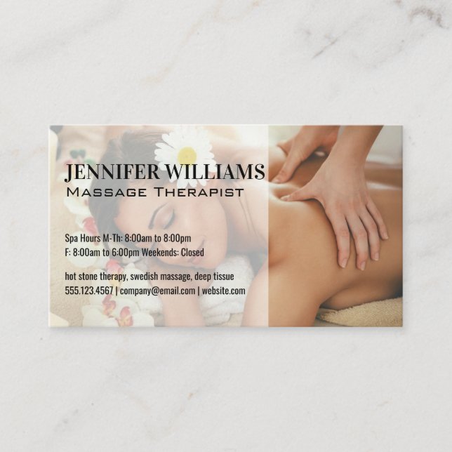 Woman Enjoying Back Massage Business Card (Front)