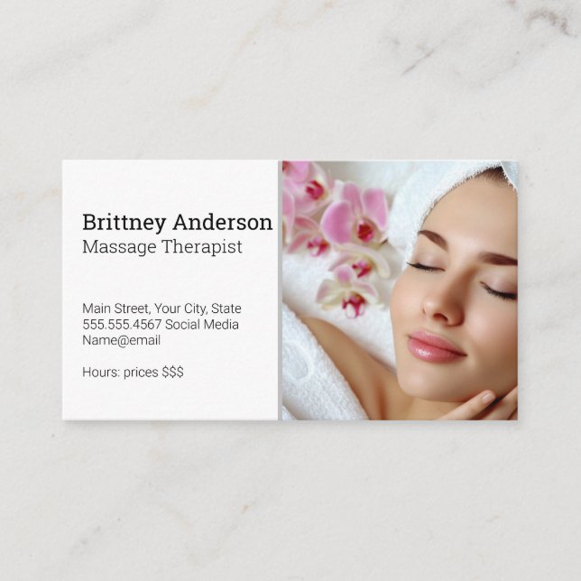 Woman Enjoying Spa | Flower Petals Business Card (Front)
