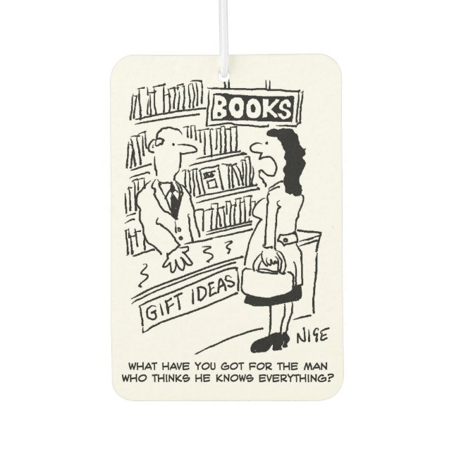 Woman enquires at a Bookshop Air Freshener (Front)
