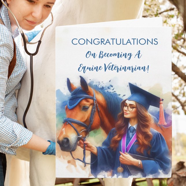 Woman Equine Veterinarian Graduation Card (Creator Uploaded)