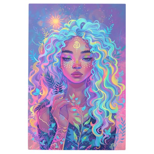  Woman Esoteric Goddess Greenery Celestial SC4  Metal Print