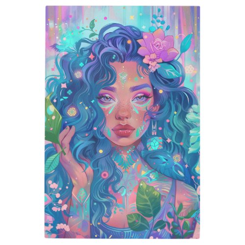  Woman Esoteric Goddess SC4 Botanical Floral Metal Print