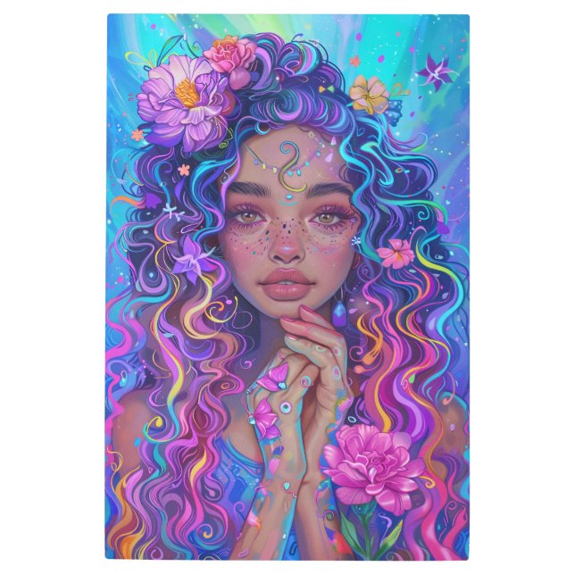 *~* Woman Esoteric Goddess SC4 Floral Pink Metal Print (Front)