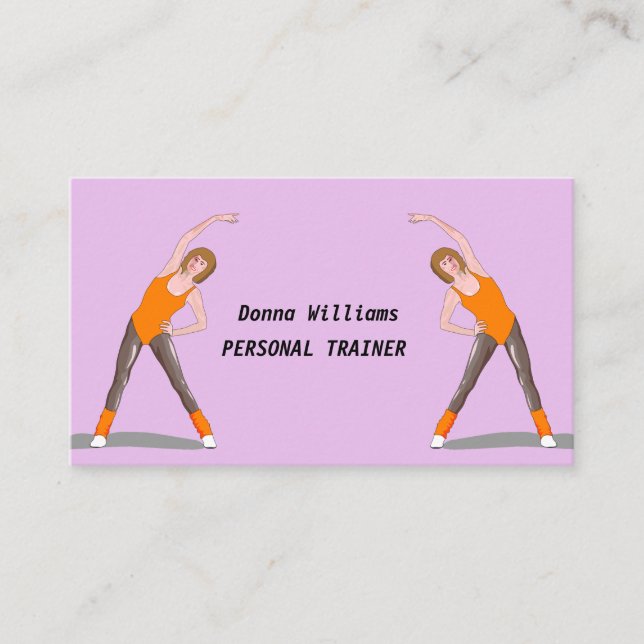 Woman Exercising Cool Personal Trainer Business Card (Front)