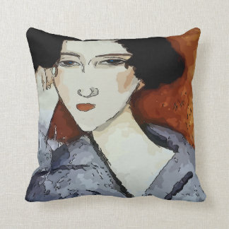 Woman Face Abstract Throw Pillow