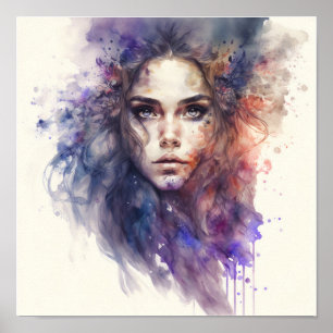Woman Face Abstract Watercolor Poster