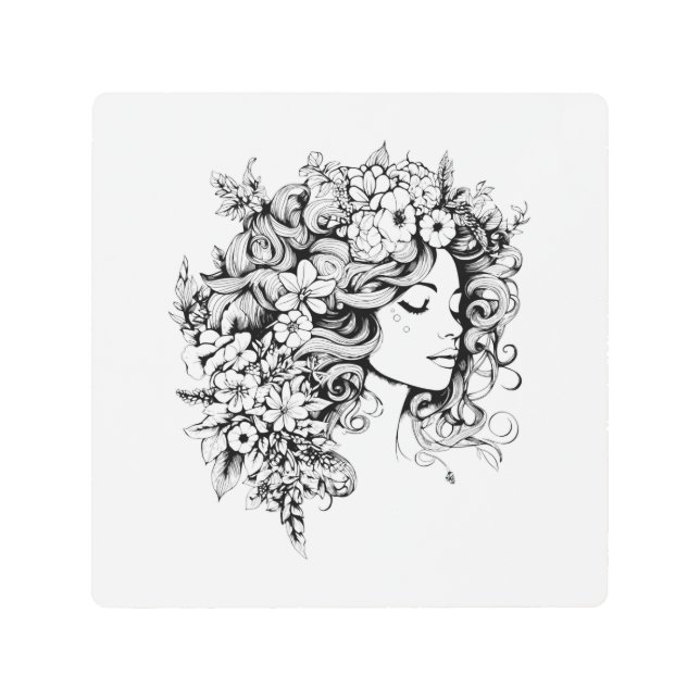 woman face art with with flower for home decore (Front)