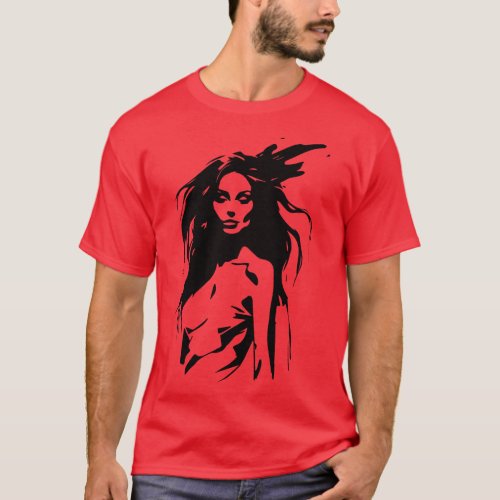 woman face ink painted T_Shirt