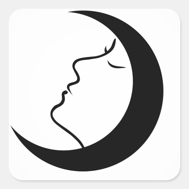 Woman face inside a moon with her eyes closed square sticker (Front)