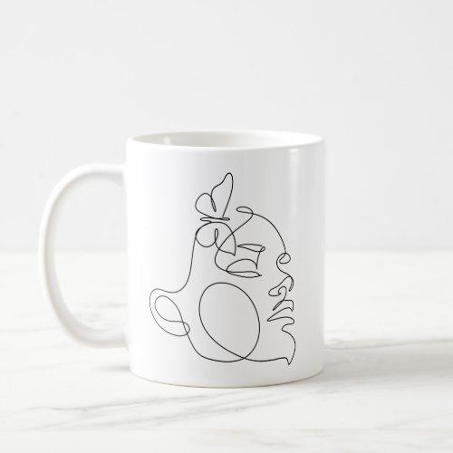 Woman Face Line Art Coffee Mug