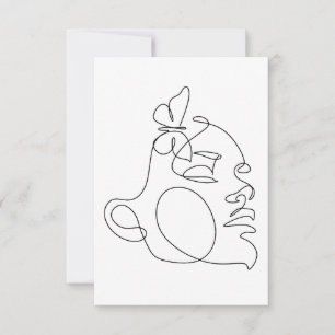 Woman Face Line Art Thank You Card