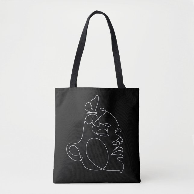 Woman Face Line Art Tote Bag (Front)