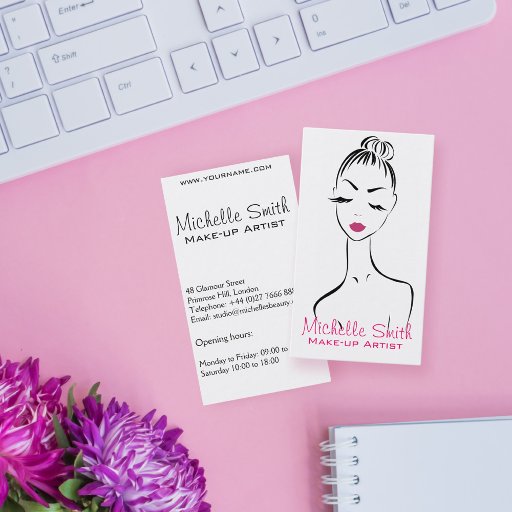 Customizable Woman face Make-up artist business card design