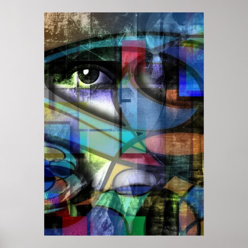 Woman face modern abstract poster