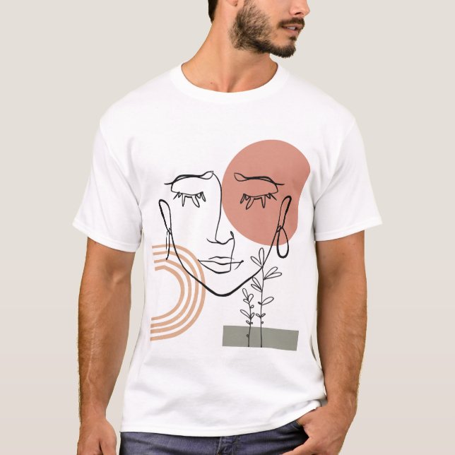 Woman face one line drawing. contemporary template T-Shirt (Front)