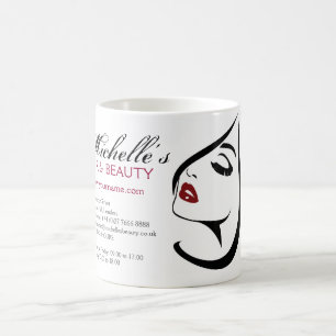 Woman face red lips long eyelashes Makeup Icon Coffee Mug