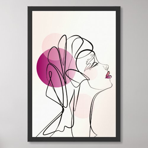 Woman Face Single Line Art Framed Art