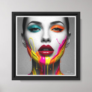 woman facial art poster Neon Noir Drip Canvas Print