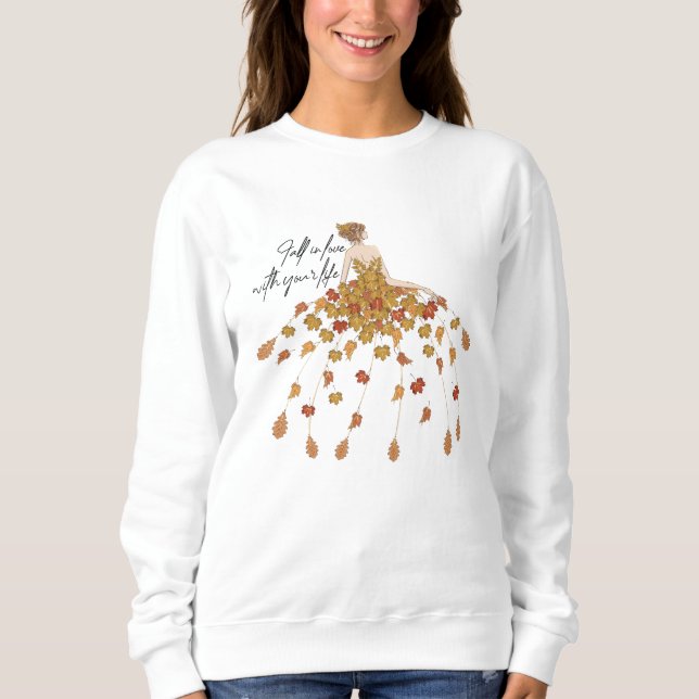 Woman Fall Dry Leaves Sweatshirt (Front)