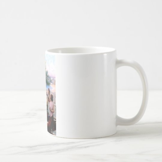 Woman Feeding Dove antique painting Coffee Mug