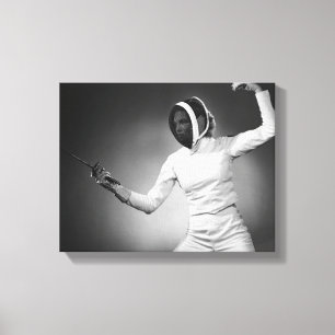 Woman Fencing Canvas Print