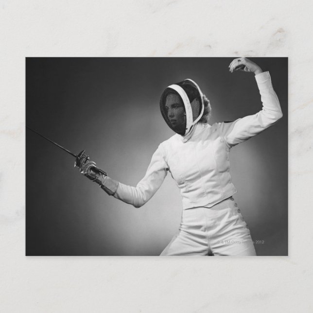 Woman Fencing Postcard (Front)
