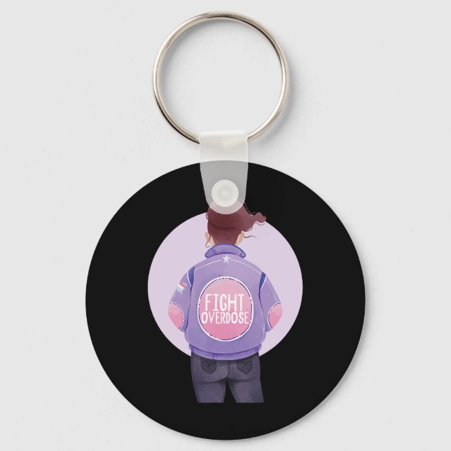 Woman Fight Overdose Purple Ribbon Overdose Awaren Keychain (Front)
