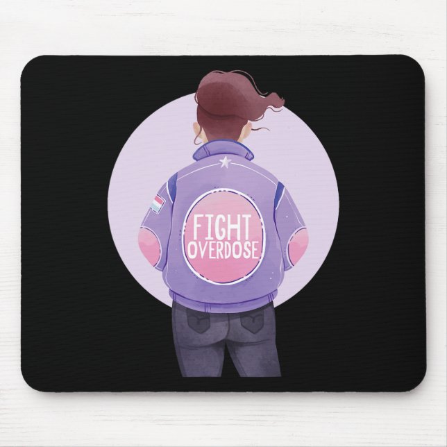 Woman Fight Overdose Purple Ribbon Overdose Awaren Mouse Pad (Front)