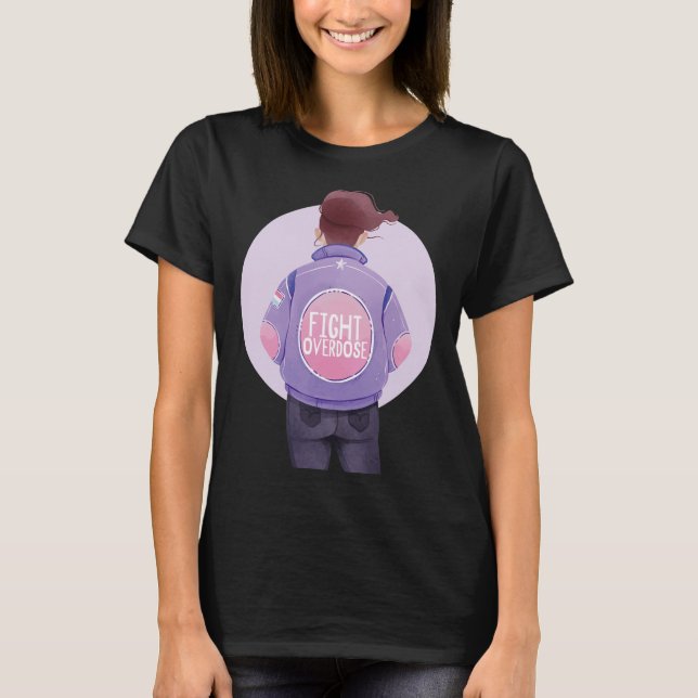 Woman Fight Overdose Purple Ribbon Overdose Awaren T-Shirt (Front)