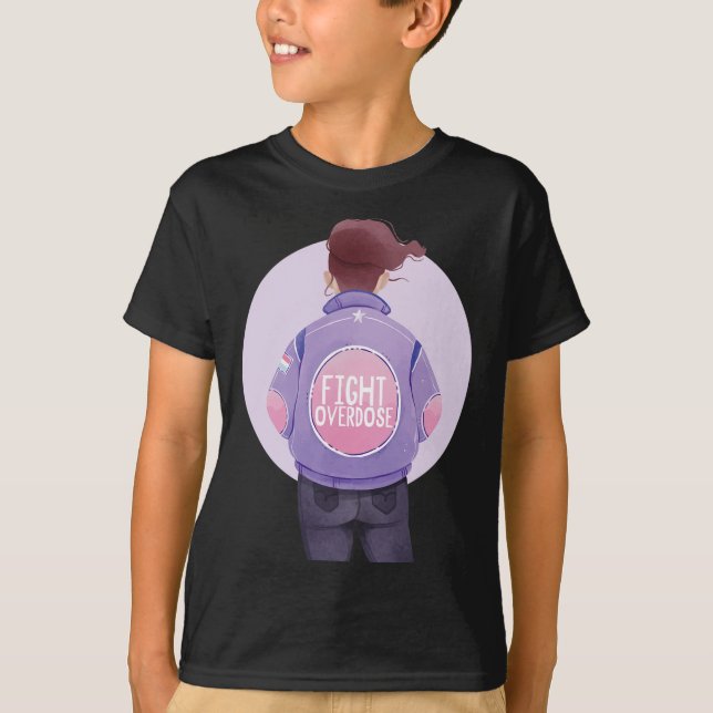 Woman Fight Overdose Purple Ribbon Overdose Awaren T-Shirt (Front)
