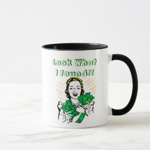Woman Finding Money Mug