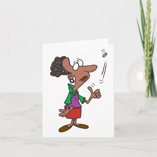 Woman Flipping A Coin Card