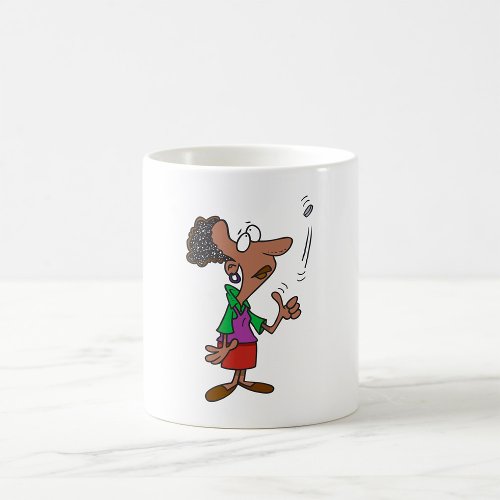 Woman Flipping A Coin Coffee Mug