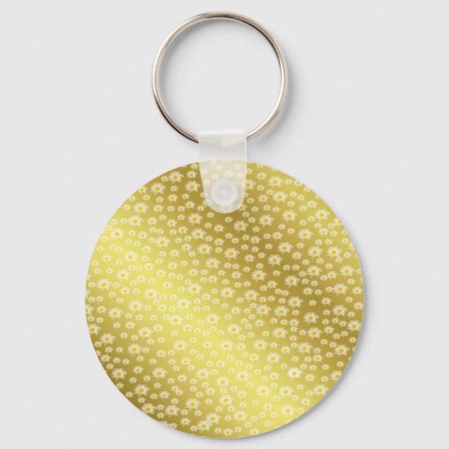 woman, floral + pattern, summer + blossoms, yellow keychain (Front)