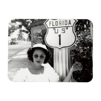 Woman Florida Rte. 1 Road Sign Vintage Magnet